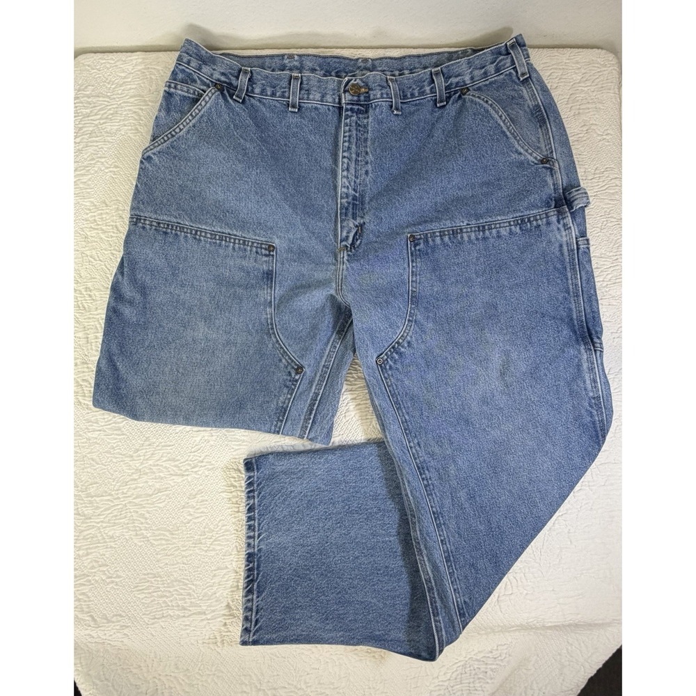 Carhartt‎ Jeans Mens 44x31 Blue B73 DST Double Knee Work Workwear Loose Fit
